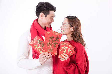 喜庆的新年情侣人像背景图片