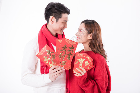 喜庆的新年情侣人像背景图片