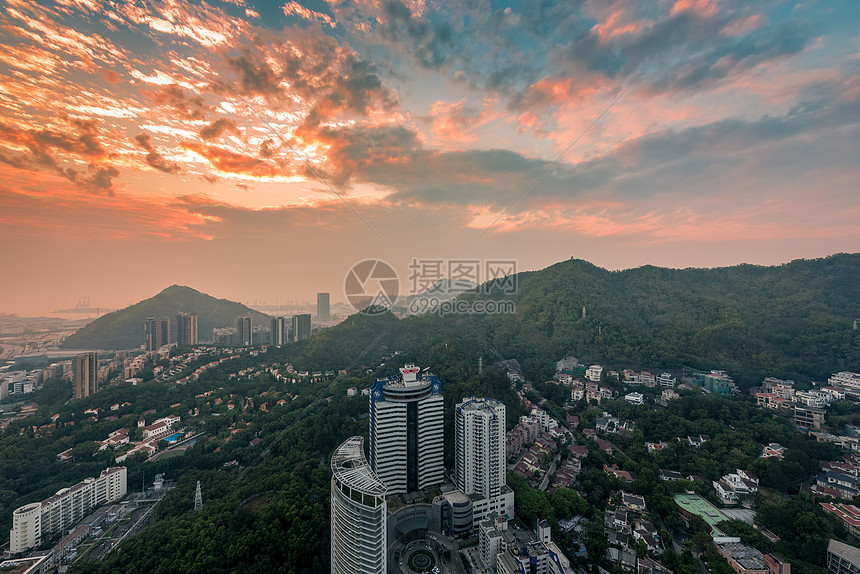 深圳南山晚霞城市建筑风光图片