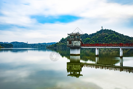 城市天空广东惠州红花湖背景