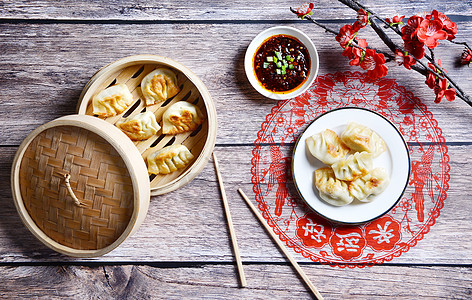 蒸饺煎饺手工煎饺高清图片