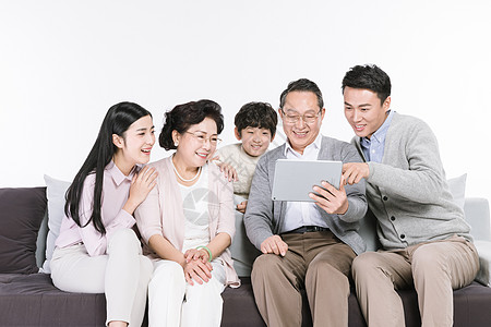 孩子老人一家人用平板电脑视频背景