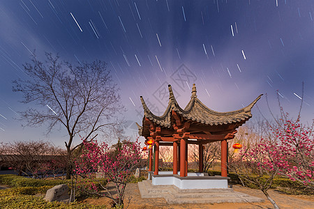 古风星空梅园星空背景