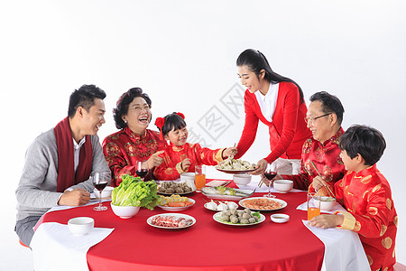 温馨居家一家人新春一起吃饺子背景