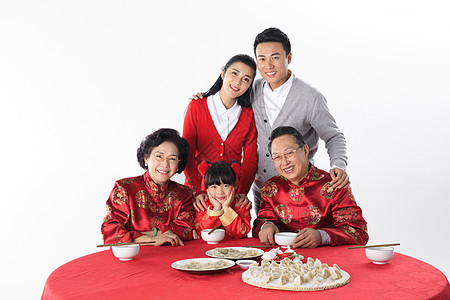 新年一家人年夜饭幸福一家吃饺子背景