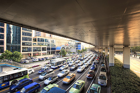 上海延安高架下的车流背景图片