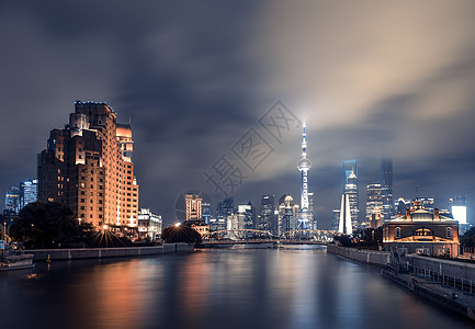 上海城市天际线上海夜景风光背景