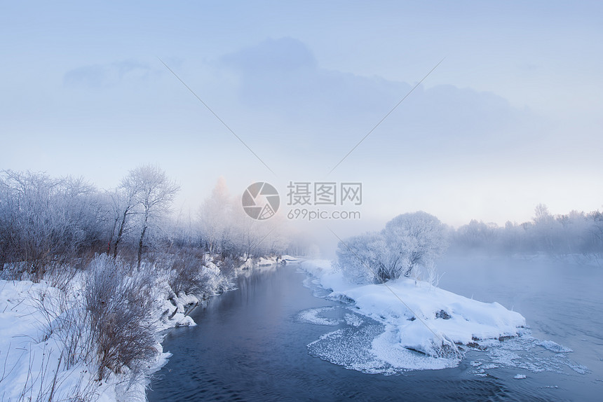 冰雪素材 冰瀑 雾凇图片