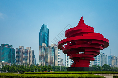 建筑造型青岛五四广场背景