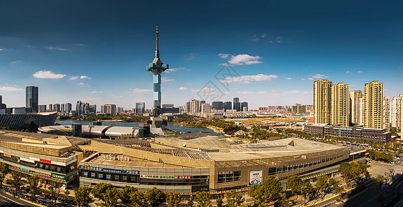 沿海城市盐城大厦高清图片素材