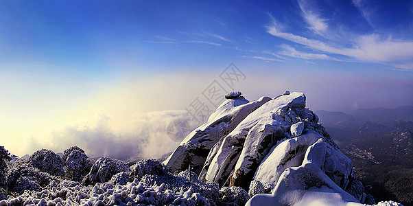 天柱山雪景仙桃峰五女峰高清图片