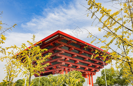 秋天城市上海中华艺术宫背景