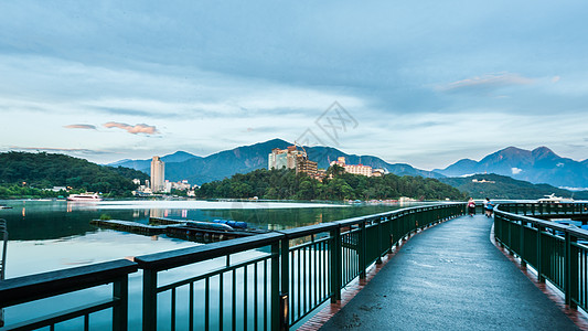 台湾景点台湾日月潭休闲步道背景