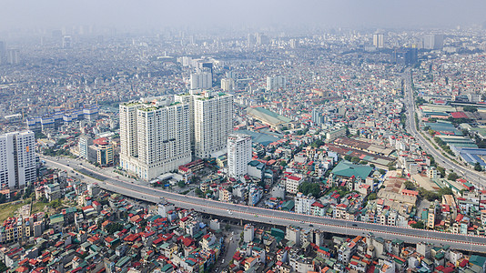 角度不同航拍越南河内的城市化建筑背景