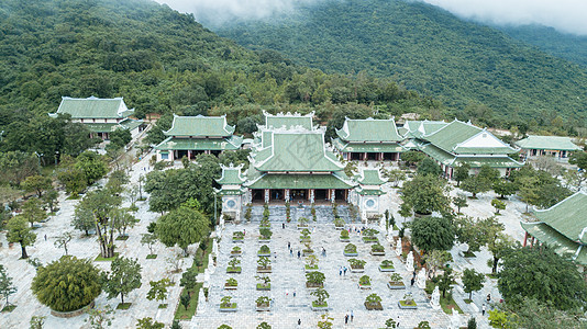 佛庙航拍越南岘港茶山半岛的寺庙背景