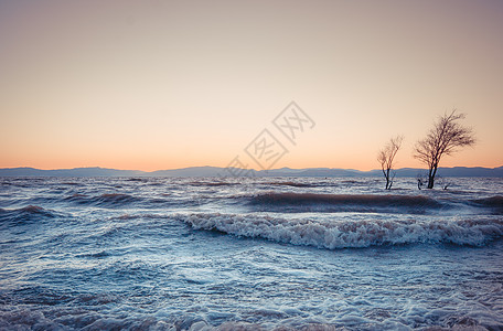 洱海夕阳夕阳海浪背景