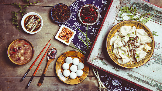 汤圆饺子饺子元宵八宝粥背景