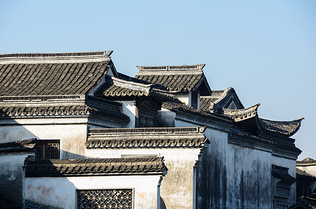 徽派建筑屋檐古镇的黑白建筑背景