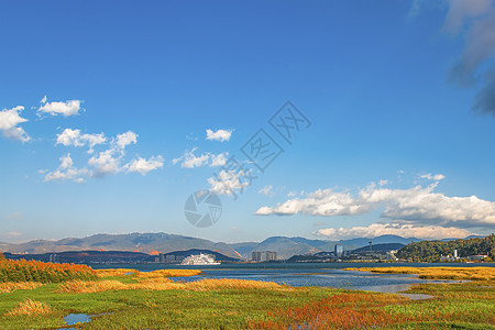 洱海游轮大理苍山洱海风光背景