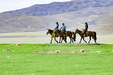 自然美景新疆草原骑马旅行背景