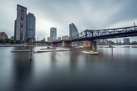 天津金汤桥天津海河金汤桥长曝光背景