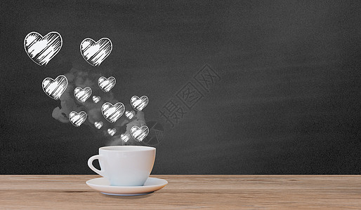 杯子冒烟温暖情人节创意咖啡设计图片