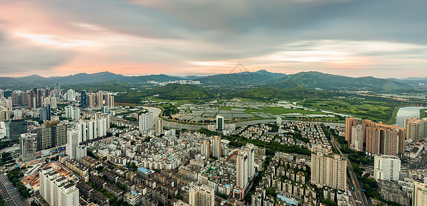 香港湿地公园城市和田园背景