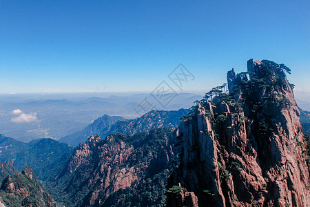 安徽黄山旅游黄山山顶俯瞰山峰云海背景