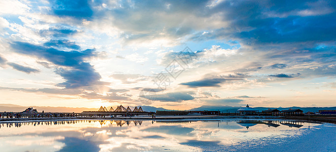 日落背景茶卡盐湖日落背景