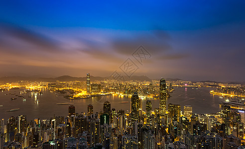 夜景海滩香港维多利亚港湾夜景背景