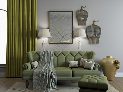 鸟笼现代简约沙发效果图设计图片