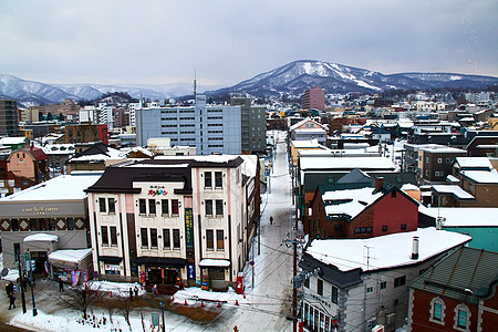圣诞雪山日本北海道小樽背景