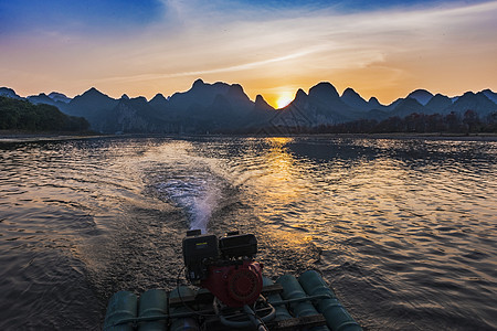 桂林夕阳晚归高清图片