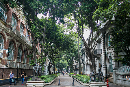 汉街街景广州沙面街背景