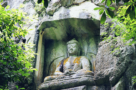 龙山石窟杭州灵隐飞来峰佛像背景