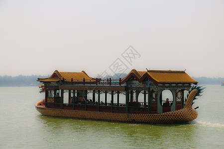 昆明湖龙船背景图片