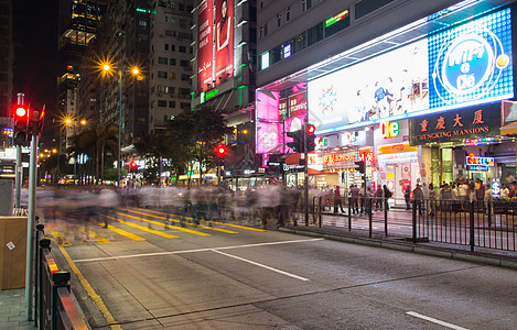 繁华街景香港繁华的街头重庆大厦背景