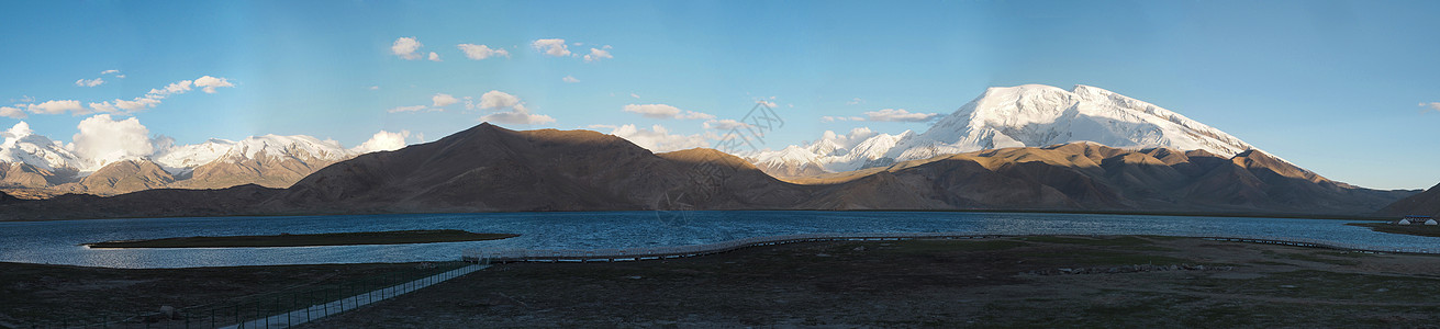 风光全景长图喀拉库勒湖全景长图背景