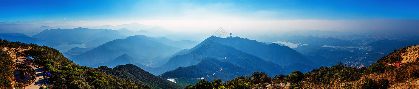 山顶全景梧桐山及周边全景背景