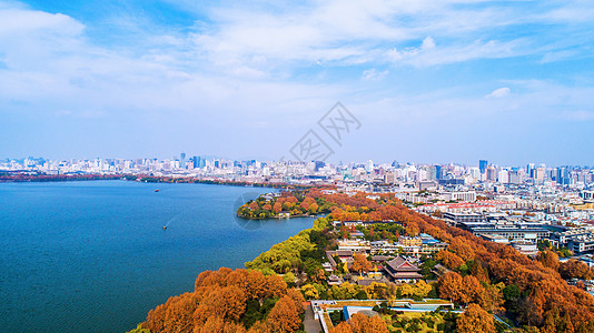 鸟巢全景杭州湖滨航拍背景