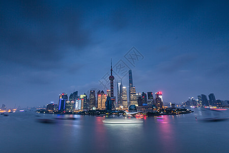 黄浦江游船上海外滩浦东夜景背景