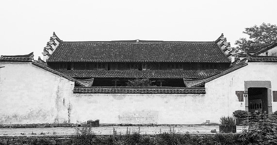 黑白中国风宅院建筑图片