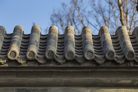 古老的瓦当中式建筑中国寺高清图片