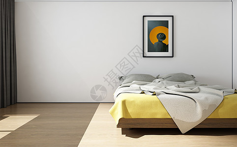 现代极简风卧室陈列室内设计效果图房间高清图片素材