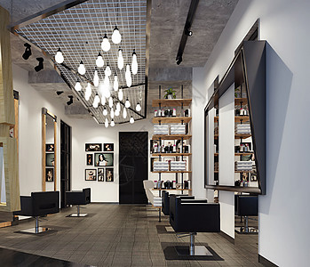 现代简约风美发店室内设计效果图高清图片