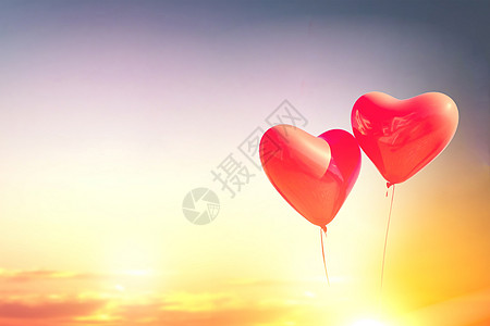 红心气球唯美情人节爱心气球设计图片