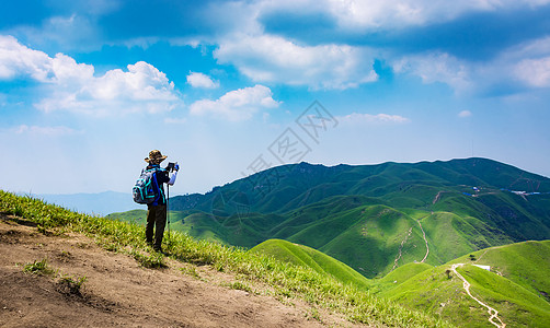 户外徒步武功山户外风光背景