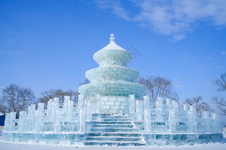 冰雪大世界天坛冰雕背景图片