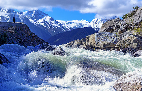 雪山陡直湍急高清图片