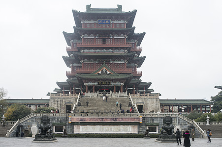 瀑布山水滕王阁背景